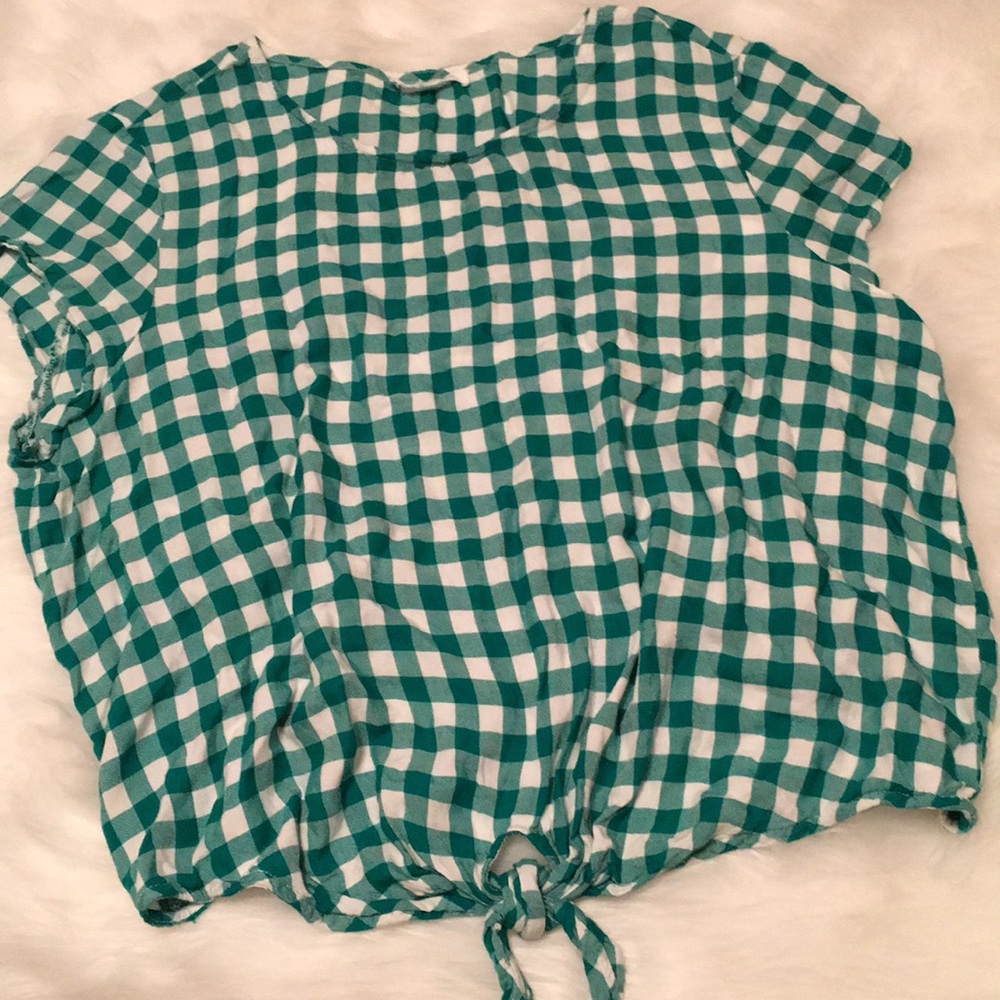 BeachLunchLounge | Green & White Gingham Top Small